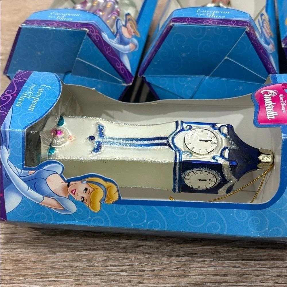 Disney Cinderella European Glass Ornament‎ Set Santa's Best 2000 NIB